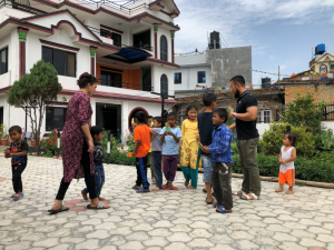Kids line up to play