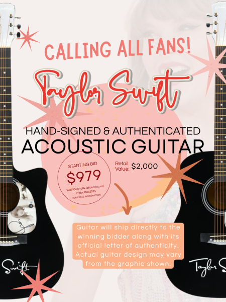 Auction Lot Info Poster for Taylo Swift Signed Guitar - Project Nic Benefit Auction