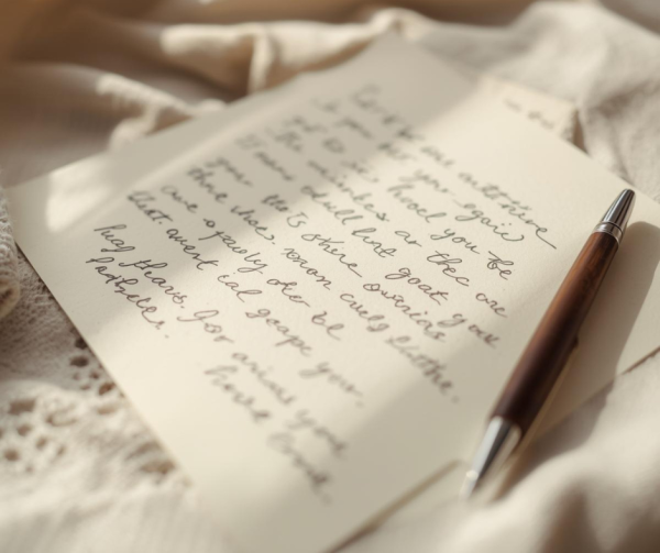 soft focus on a handwritten letter