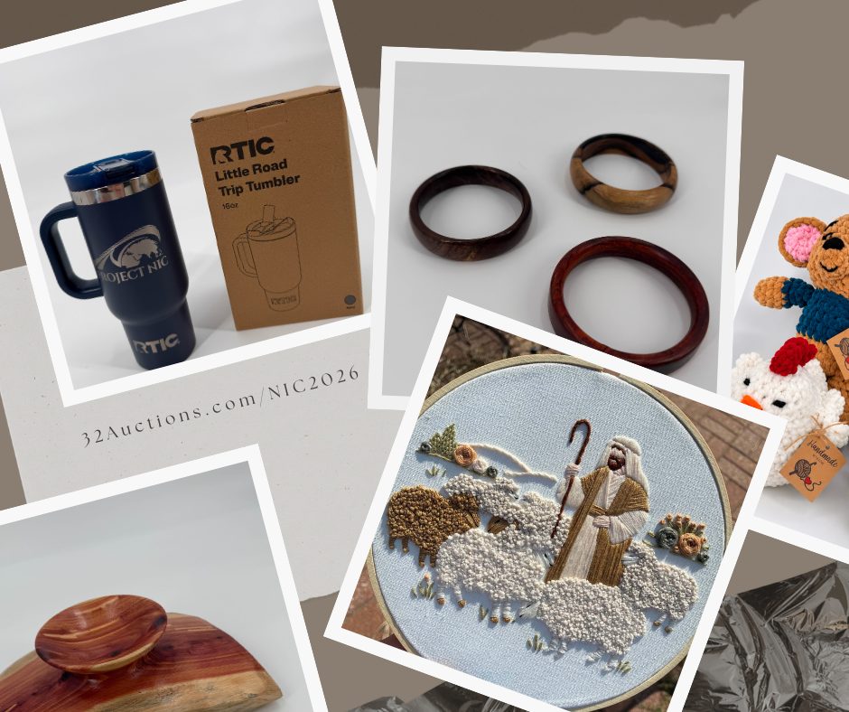 A small collection of auction items.